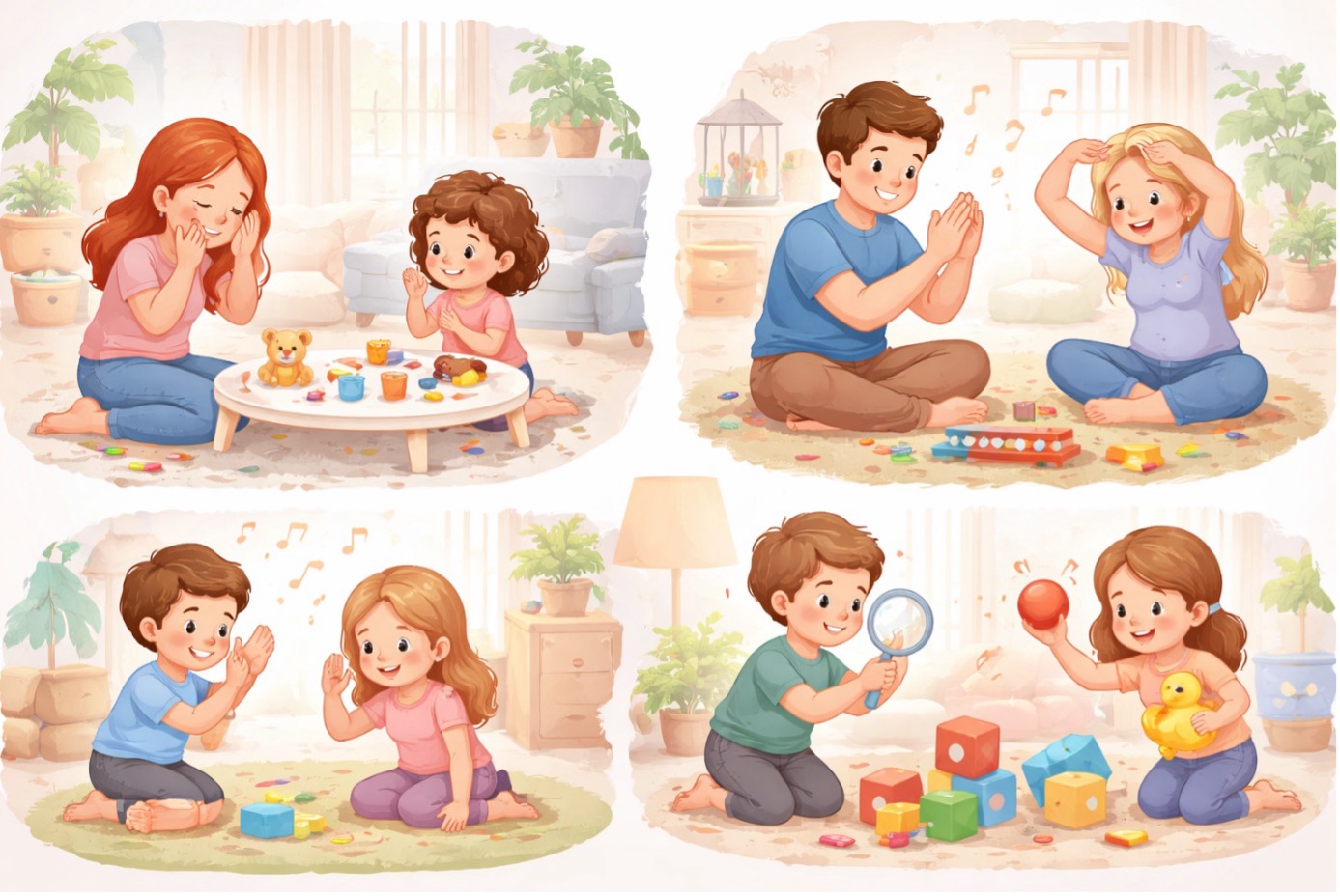 Evde ebeveynleriyle birlikte oynayan çocuklar için ekransız çocuk oyunları örnekleri