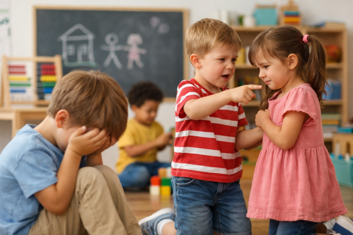 Okul öncesi akran zorbalığı yaşanan bir sınıf ortamında çocuklar arasındaki etkileşim