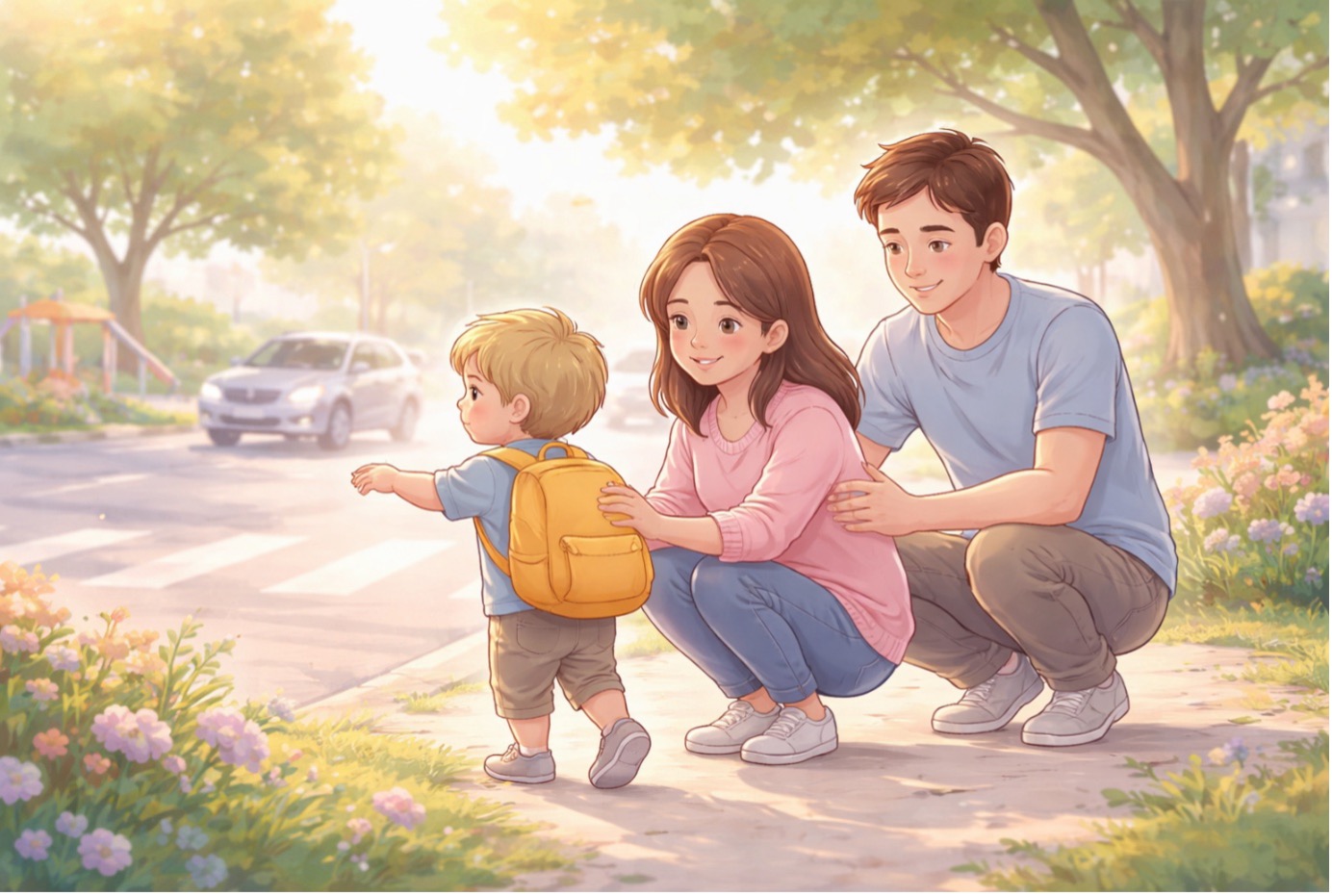 Çocuğa hayır demek ve güvenli sınırlar koymak için ebeveynlerin küçük bir çocuğu yola çıkmaması konusunda uyarması