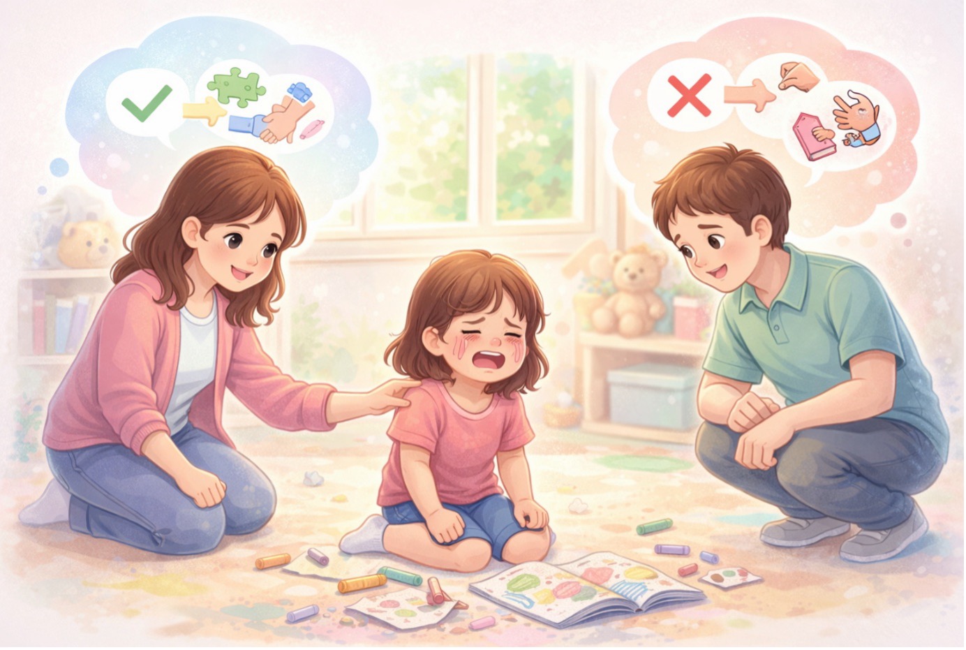 Çocuklarda problem çözme becerileri: ağlayan bir çocuğa ebeveynlerin sakin şekilde çözüm üretmeyi öğretmesi