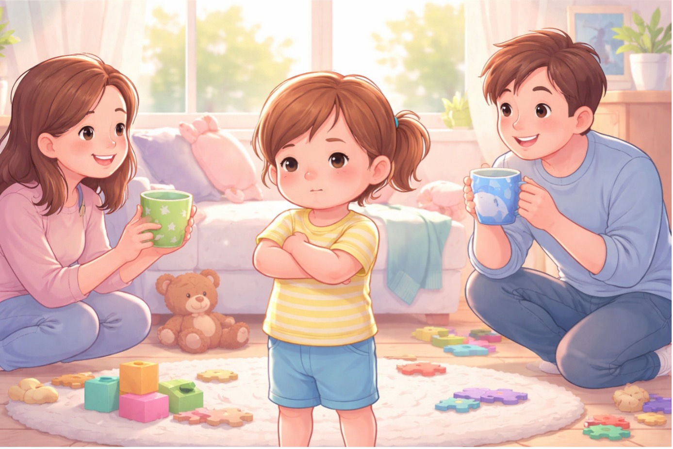 Çocuk neden inatlaşır sorusunu anlatan, ebeveyn ile inatlaşan küçük çocuk görseli 