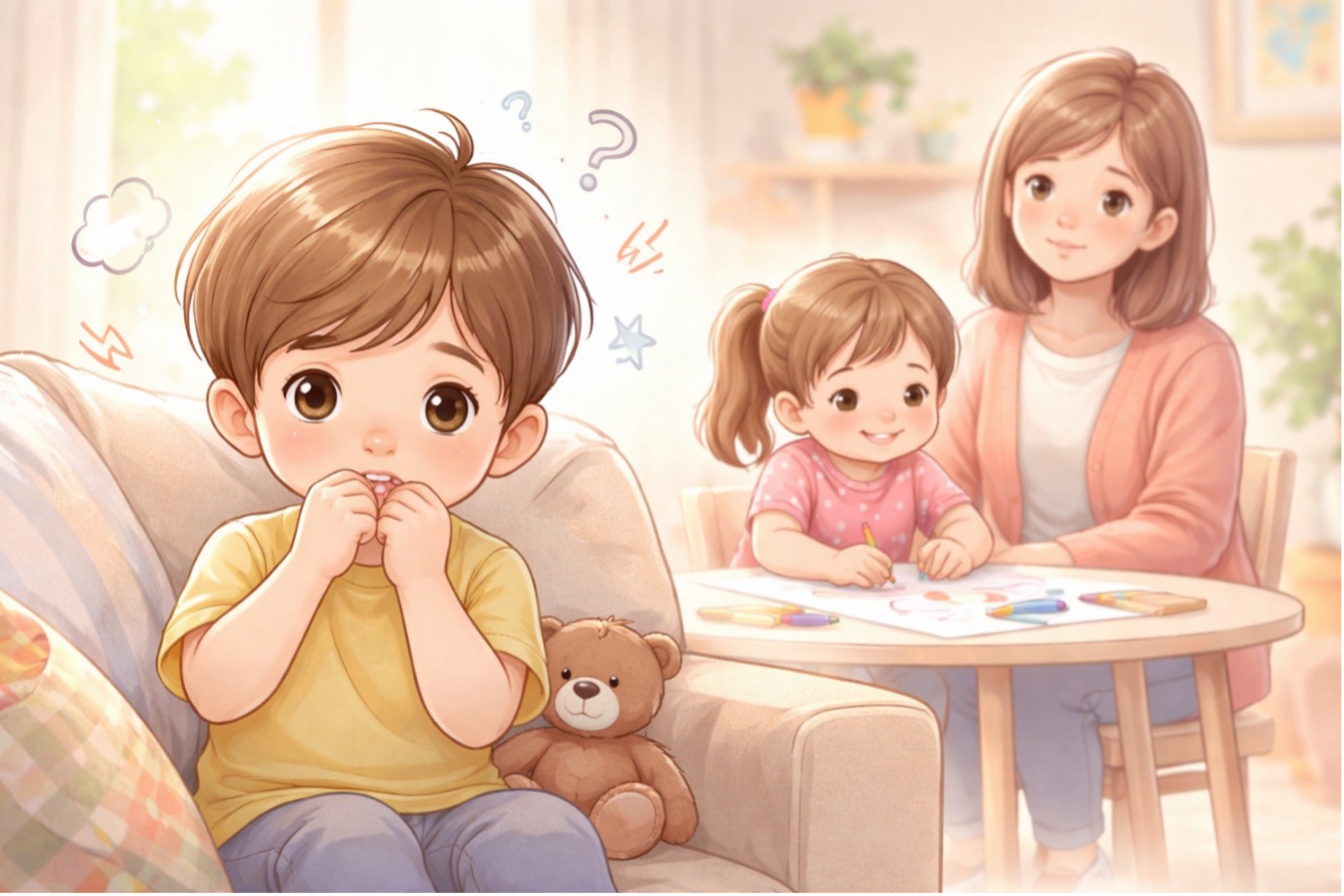 Çocuklarda tırnak yeme alışkanlığı yaşayan bir çocuğun ev ortamında tırnaklarını yemesi 